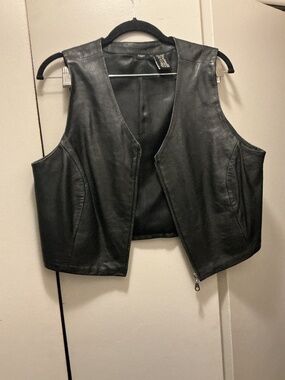 Black leather vest